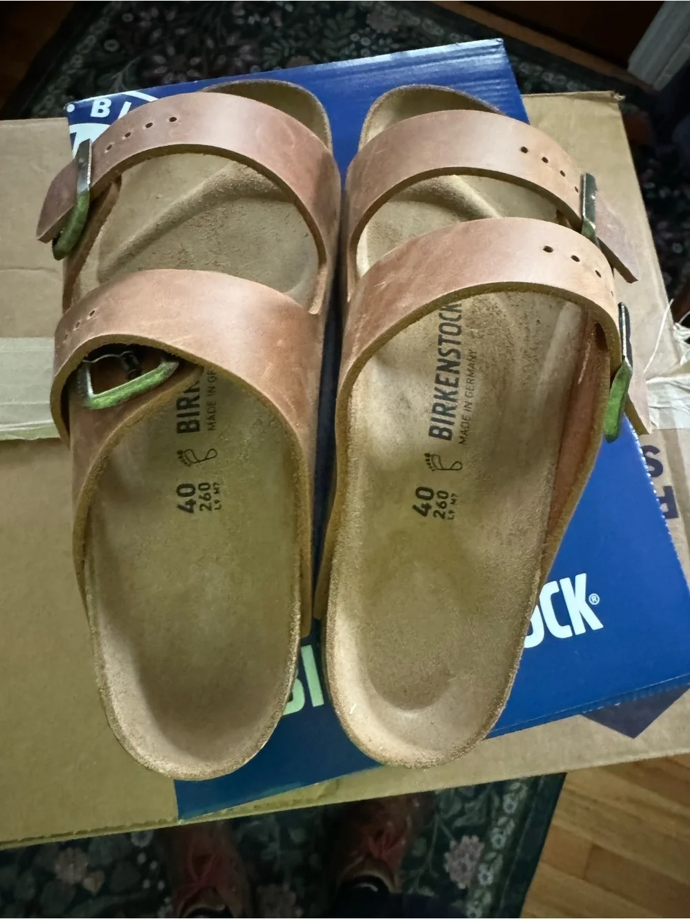 Birkenstock Brown Two-Strap Arizona Leather Sandals